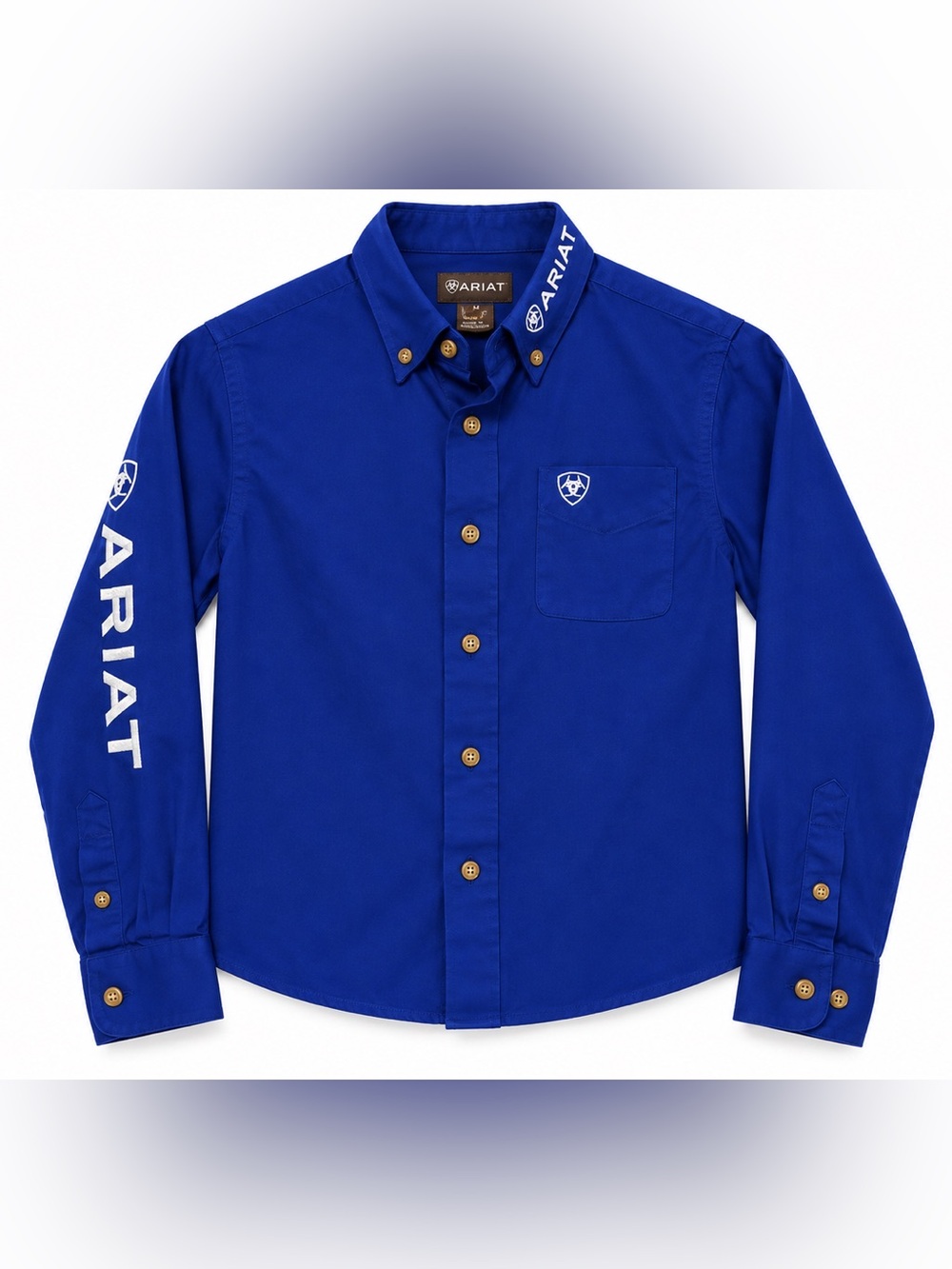 ARIAT boys Logo Long sleeve Shirt size XS 7 blue